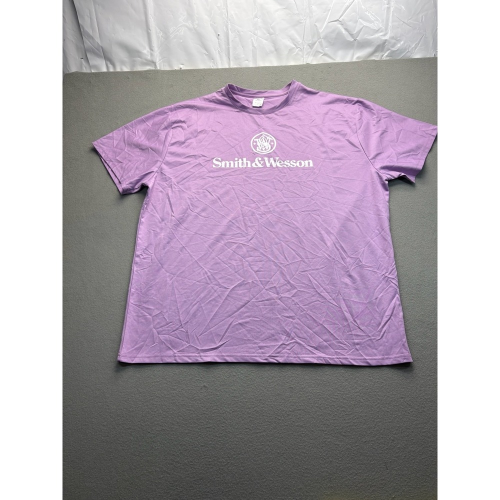 Smith & Wesson Men Logo Graphic T Shirt‎ Purple 3XL Polyester Outdoor Tee